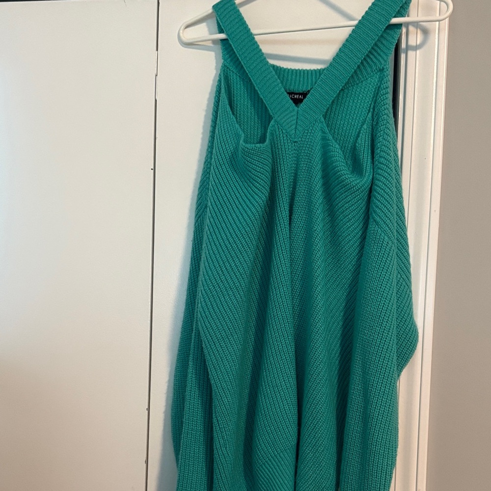 Rachel Teal Off-the-Shoulder Sweater